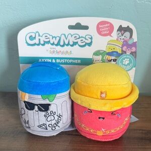 ChewMees Squishmallow Ayyxin & Bustopher Plush Toy Set - Blue and Yellow